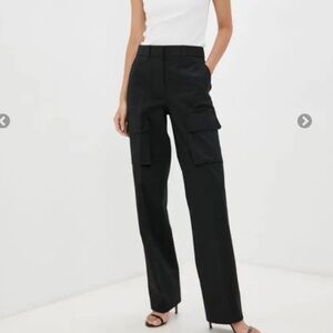 High-Rise Black Cargo Wide-Leg Pants